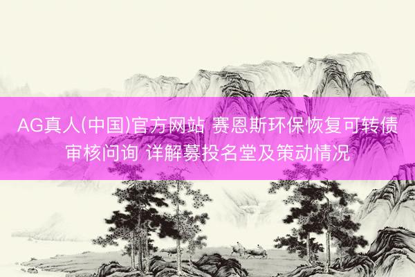 AG真人(中国)官方网站 赛恩斯环保恢复可转债审核问询 详解募投名堂及策动情况