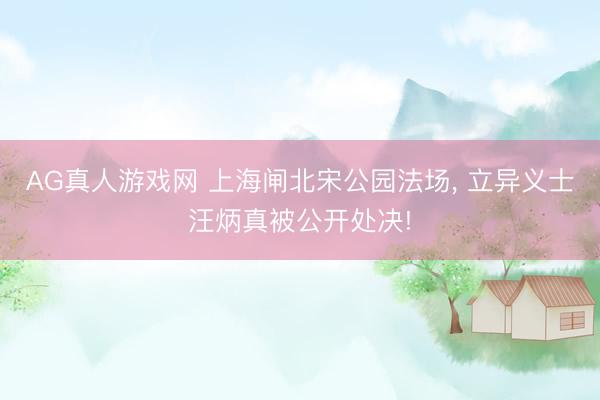 AG真人游戏网 上海闸北宋公园法场， 立异义士汪炳真被公开处决!