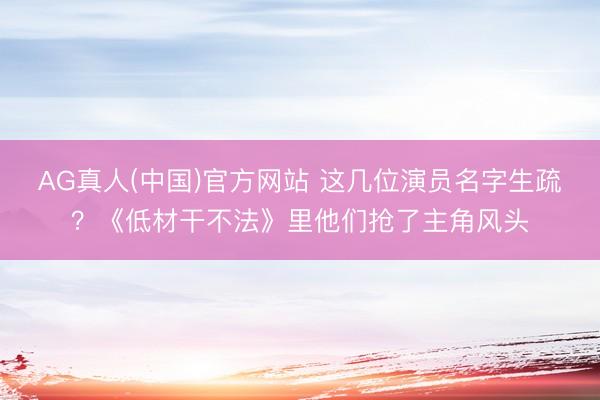 AG真人(中国)官方网站 这几位演员名字生疏？《低材干不法》里他们抢了主角风头