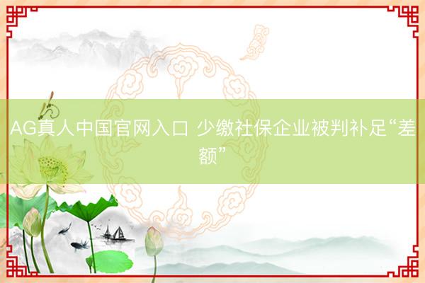 AG真人中国官网入口 少缴社保企业被判补足“差额”