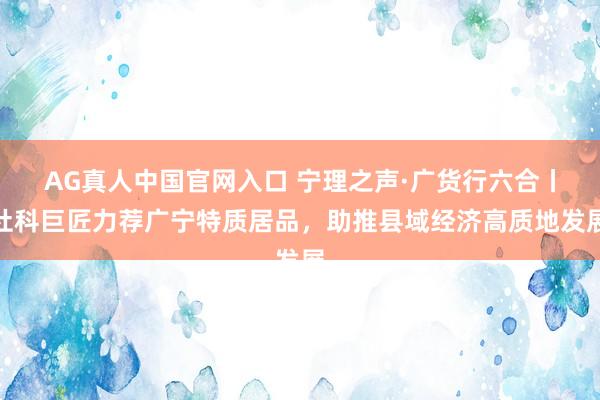 AG真人中国官网入口 宁理之声·广货行六合丨社科巨匠力荐广宁特质居品，助推县域经济高质地发展
